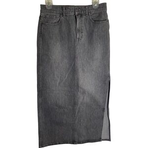 Madewell Gray Denim Long Skirt With Side Slit Size 26 new prairie core modest